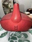 Authentic Iwachu Japanese Cast Iron Teapot     Red Hobnail Nambu Tekki Tetsubin