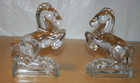 Le Smith Rearing Horse Bookends Clear Glass  