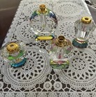 Vintage Crystal Perfume Bottles Collection Of 4 Iridescent Prism Cut  W daubers