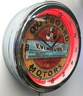 Evinrude Boat Motors 16  Red Neon Clock Chrome Finish 