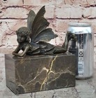 Bronze Fairy Brown Patina Statue Art Nouveau Style Signed Very Nice Artwork Sale