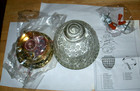 Vintage Ceiling Light Fixture Clear Grape Glass Shade  Polished Brass Base  E 26