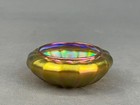 Antique Quezal Gold Iridescent Glass Ribbed 2       Open Salt Cellar  d 