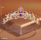 Gold   Royal Blue Crystal Crown Tiara For Women Wedding Birthday Queen Headpiece