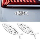 2pcs Jesus Fish Decal Sticker  3d Faith Fish Emblem Sticker  Car Chrome Silver