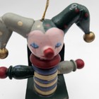 Vintage Jester Clown Handpainted Wood Jack In The Box Christmas Tree Ornament