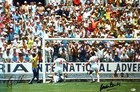 Pele Gordon Banks Auto Framed 20x30 Canvas Photo Greatest Save 70 World Cup Bas