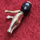 Vintage Fumsup Charm World War 1 Good Luck Token Wood Gold Plated Brass