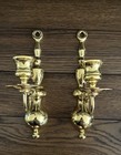 Vintage Set Of Solid Brass Georgian Style Candle Holder Wall Sconces 9      11   