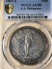 1909 S Us Philippines Silver Peso Nice Pcgs Au 58