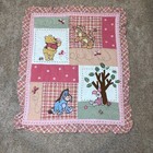 Winnie The Pooh   Friends Baby Crib Quilt Blanket Pink Ruffle Trim Vtg   Decor
