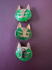 3 Chanel Cat Shape Green Large 25mm Buttons     Gold-tone Cc Logo