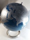 World Map Globe Midnight Blue   Silver 15  W inclination Mount chrome Metal Base