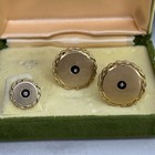 Vintage Anson Gold Tone Diamond Cufflinks And Tie Tack Set In Box