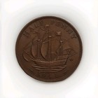 1941 Uk British Half 1 2 Penny Warship Coin  Nice Details