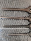 Vintage Die Stock Wrench Lot 4 Threading Dies Long Handle Machinist Tools Round
