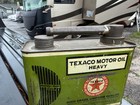 Texaco Vintage Motor Oil Heavy Handy-grip Green cream Metal Can Gas   Oil