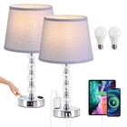  Touch Control Table Lamps Set Of 2  Usb Charging Ports  Includes 2 17 3in Gray