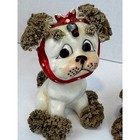 Vtg Lefton Spaghetti Poodle Figurines Set Of 2 Mid Century Ceramic Dogs Kitsch