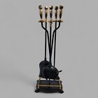 Antique Fireplace Tool Set With Brass Handles  5 Pcs  Out Of The Box Never Used