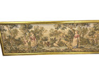 Vintage Greek Gobelin Pastoral Woven Tapestry Wall Art Gilt Frame 30 