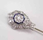 Art Deco Stick Brooch Pin 1 4ct Round Lab Created Diamond 14k White Gold Plated