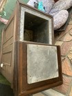 Antique Mahogany Ice Box Original Tin And Hardware