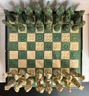 Antique Mayan aztec Vs Spanish Conquistador Chess Set Folds For Storage Stunning