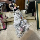 Vintage Porcelain  Chinese Lady 3d Flowers Holding Fan Figurine 3d Flowers