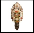 Vintage Brazilian Amazon Tribal Mask - Fish Scales Bone Teeth Seeds Python Skin