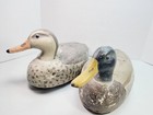 Pair Of Vintage Styrofoam Duck Decoys With Plastic Swivel Head Mallard 