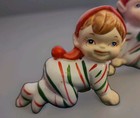 Lefton Elf Pixie Trio Candy Cane Xmas Ornament Figurine Miniature Kneel 3    Korea