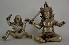 5  Collectible Decor Handwork Old Tibet Silver Carved Buddha Make Love Statue
