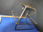 Vintage Beveled  Glass Lamp Light Shade Clear  Brass 8 1 2  X 8 1 2   A51