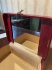 Vintage Antique Luggage Train Makeup Case W mirror Early 1900s With Key Red