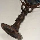 Antique Art Nouveau Woman Cast Iron  Metal Pedestal Vanity Shaving Mirror