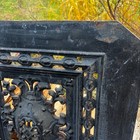Antique Cast Iron Fireplace Cover 1900s Black Ornate Victorian Heavy Heat Grate