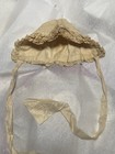 Early Vintage Baby Bonnet Lace Trim Satin Ribbon Infant Cap Christening
