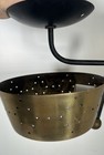 Vtg Mcm Brass Perforated Pinhole Semi Flush Ceiling Light Lamp Atomic Starlight