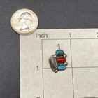 Petite Vintage Navajo Native Turquoise Coral Silver Pendant