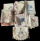 Large Estate Lot Vtg Linens Doilies Hankies Tea Towels Runners Mixed Cutters 65 