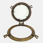 17 Inch Vintage Brass Porthole Window  Antique Style  Handmade Wall Decor  Round