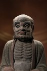 Chinese Antique Old Wood Carved Painted Dharma Buddha Statue Decor Sculpture Art