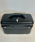 Vtg Samsonite Black Hard Shell Luggage Train Beauty Case Cosmetic With Key 