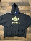 Adidas Originals Hoodie Mens Xl Black Gold Trefoil Graphic Fleece Pullover