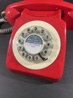 Red Retro Rotary Dial Corded Telephone 1-line Home Phone Untested