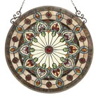 23 6  Round Stained Glass Window Hanging Panel Suncatcher