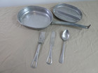 Us Army Navy Meat Can Massillon Al  Co  1945 Fork Spoon Knife Utensil M1942 Mess