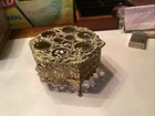 Vintage Hollywood Regency Vanity Lipstick Holder Gold Filigree    Nice 
