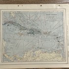 Antique 1919 Map Of The West Indies 15   x11   